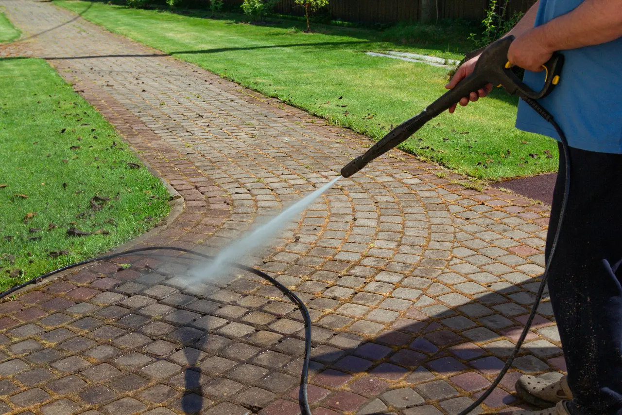 Power washing brick pavers in New York