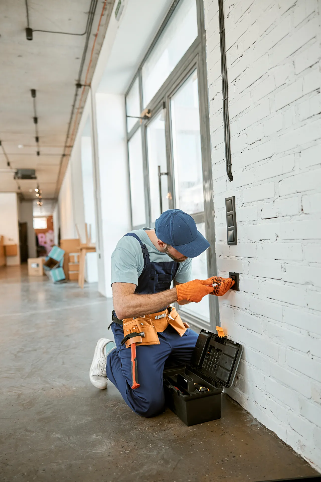 Minor electrical repair in a New York office building